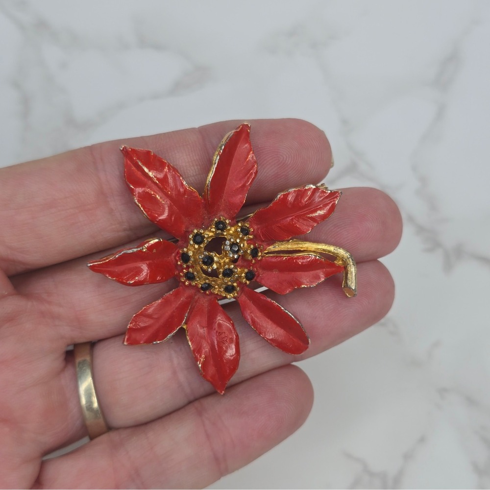 Vintage Signed Brooch Lot 4pc Capri Mamselle CS Sarah Coventry Floral Rhinestone - Picture 5 of 14